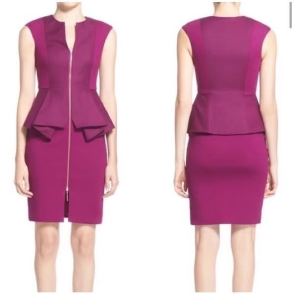 TED BAKER London Jamthun Peplum Cotton Stretch Zip Dress (104)